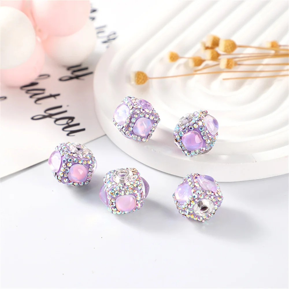 ST17 16mm High Quality Glass Cube Straight Hole Beads Handmade Key Chain Necklace DIY Bag Chain Bead Accessories Material