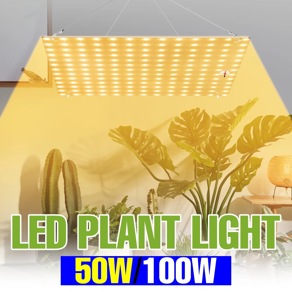 

100W LED Grow Lights Full Spectrum Indoor 220V Quantum Plate Planting Fill Lamps Flower Succulents Potted Cultivation US/EU Plug