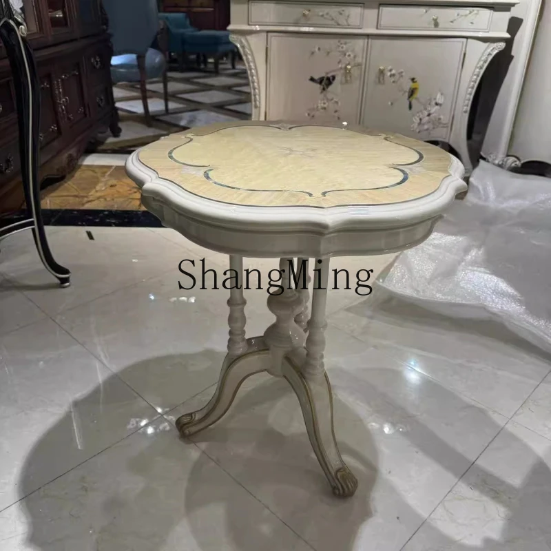 

ZYY household solid wood living room simple round square corner few