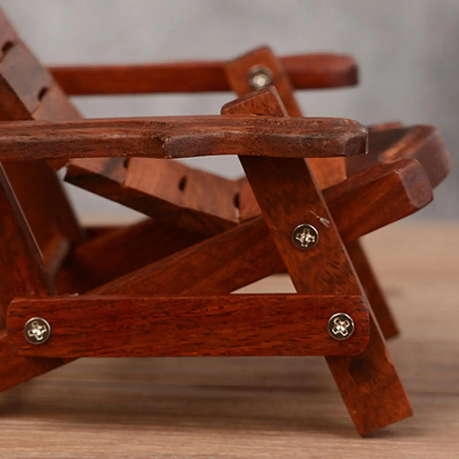 Foldable Deck Chair Desktop Phone Holder Wooden Cellphone Stand for Mobile Vertical Horizontal Viewing