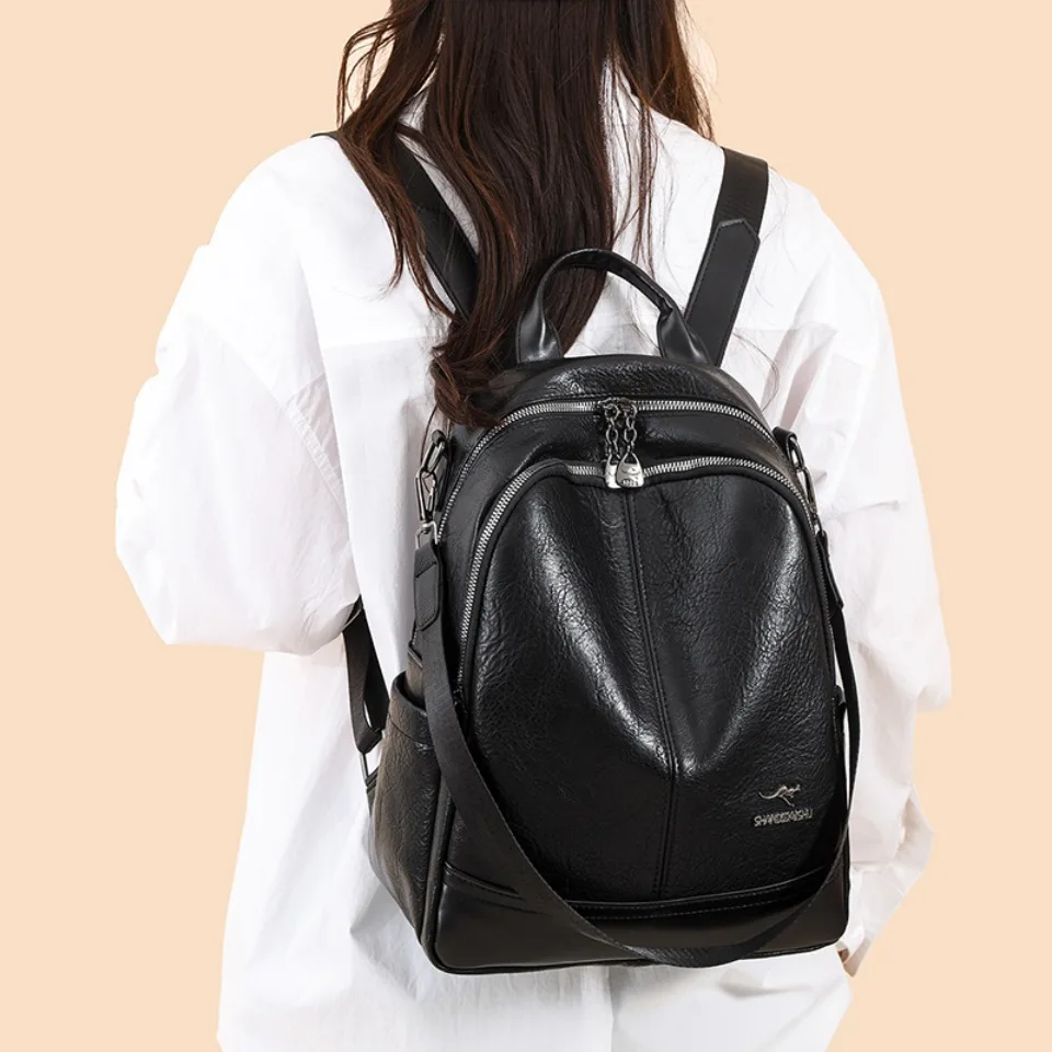 High Quality Solid Color Women's Backpack Fashion Mochila Multifunctional Bag Brand Designer Casual Backpacks Travel School Bags