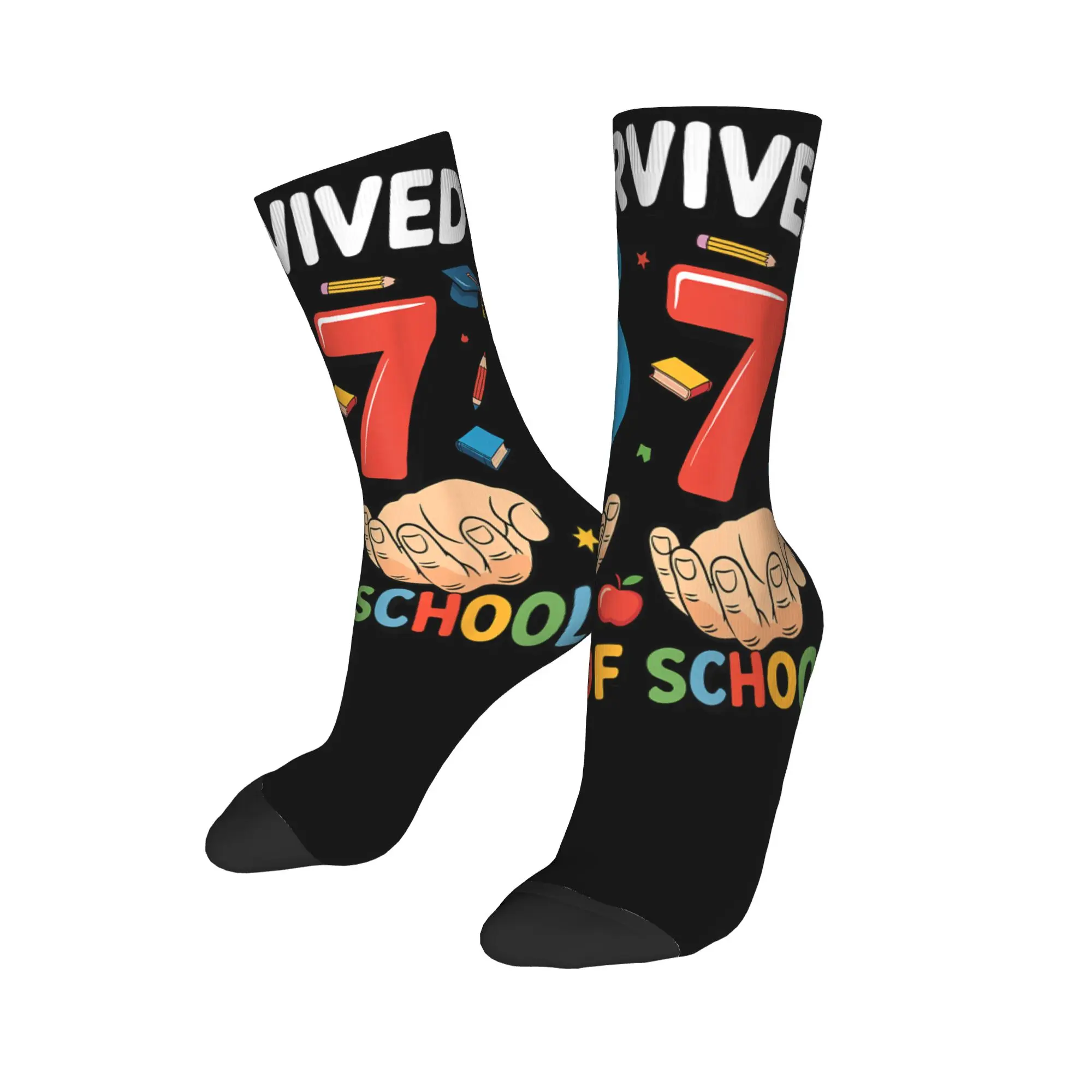 I Survived 67 Days of School Funny Six Seven 6 7 Meme Socks Anti Slip Stockings Adults Men Warm Soft Outdoor Socks Autumn Socks