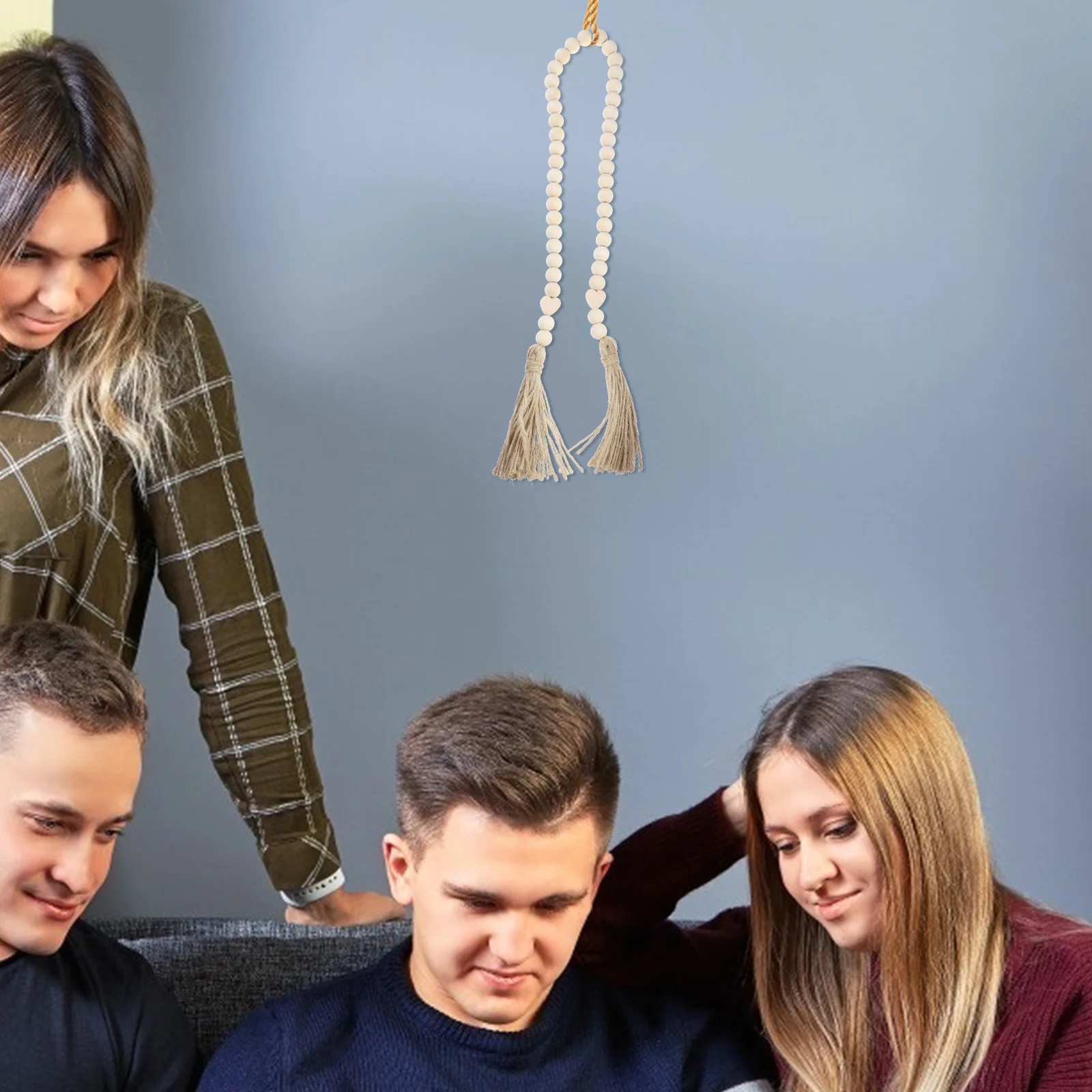 Drewniana Koralikowa Zawieszka w Kształcie Serca z Chwostem Dekoracja Ścienna do Domu Styl Farmhouse Boho Pokój Restauracja Bar
