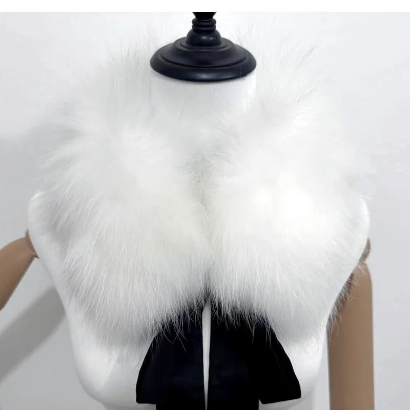 Raccoon Fur Collar Women Winter Coat Hood Decor Furry Fur Collar Fashion Warm Coat Shawl Natural Raccoon Fur Scarf Neck Warmer