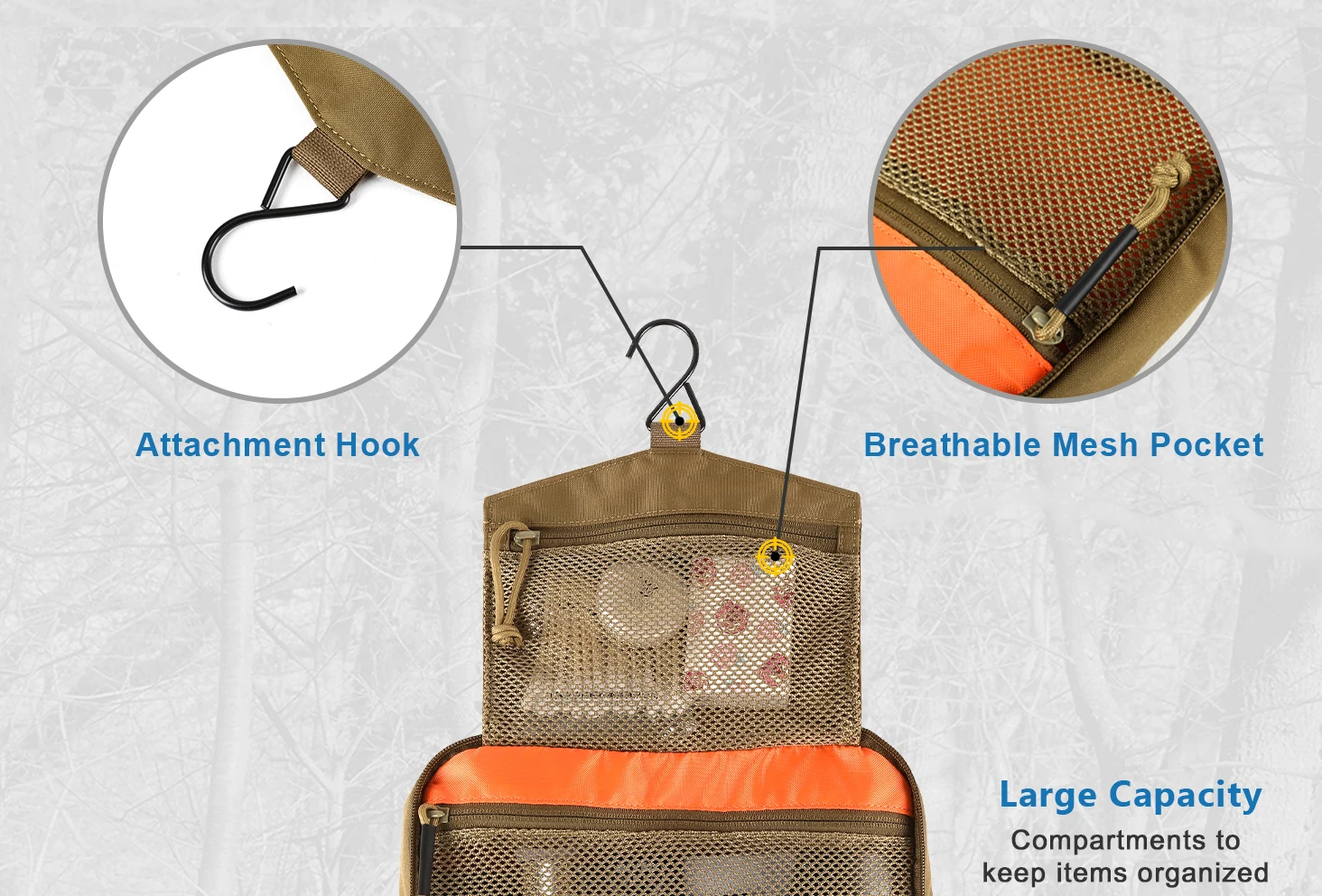 VOTAGOO Taktische Kulturtasche, Hygienetasche, EDC-Werkzeug, Molle-Beutel, kleines Dopp-Set, Reise-Duschtasche für Herren – Detail 4