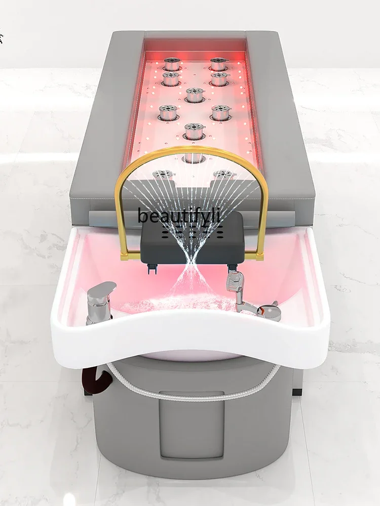 4yj15Moxibustion Ceramic Basin Stainless Steel Shelf Thai Shampoo Chair Water Circulation Fumigation Head Treatment Bed Beauty S