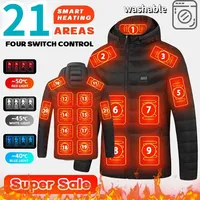 21 Areas Men Heating Jackets Usb Hooded Lightweight Coat Women Warm Vest Hiking Camping Winter Outdoor Heated Clothing Windproof