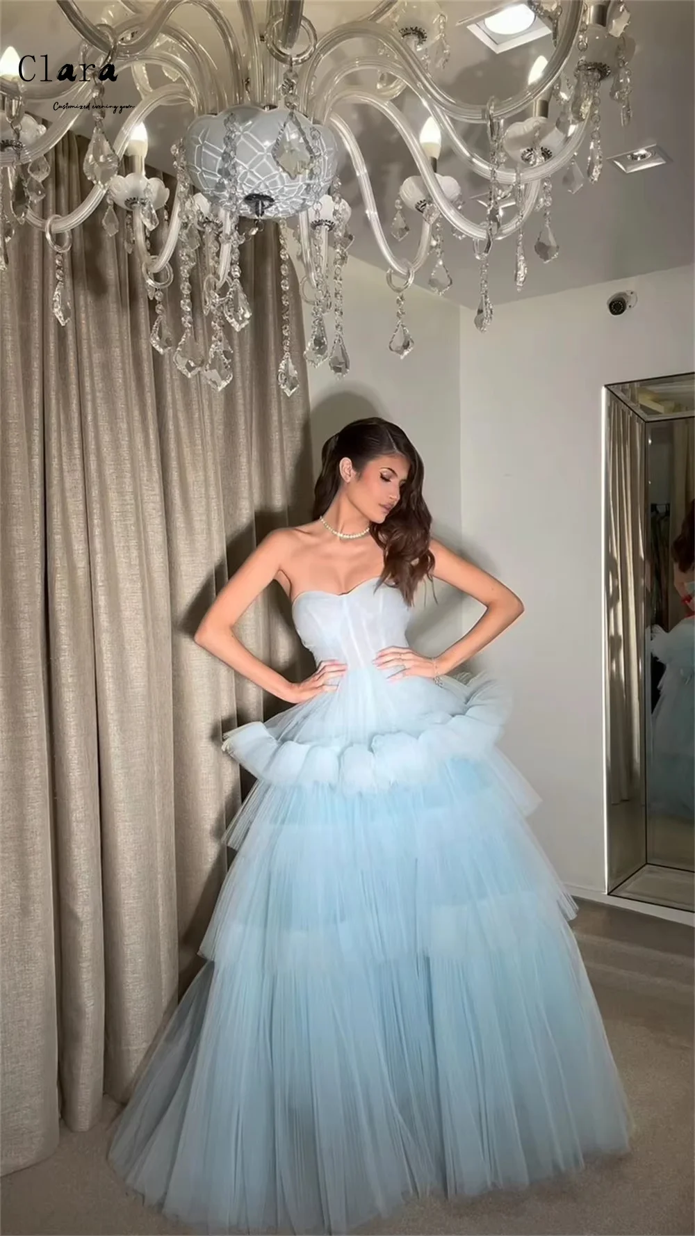 Clara Custom Sweetheart A Line Abiti da sera senza maniche con spalle scoperte Abiti da cerimonia per invitati di lusso 2025 per abiti eleganti da festa