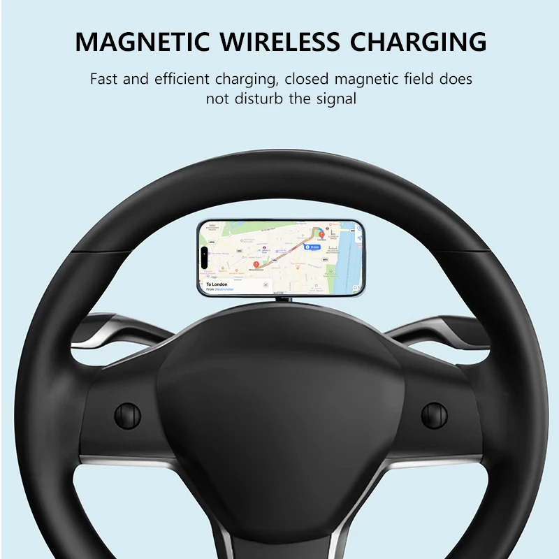 NovaAcc Magnetic Fast Charging Phone Holder For Tesla Model Y Model 3 Magnetic Wireless Car Charger 360° rotation Phone Mount - Image 5