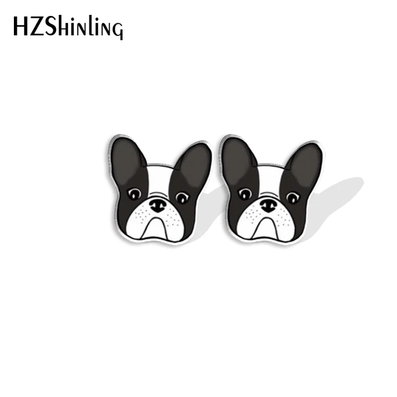 2023 New French Bulldog Head Stud Earring Dog Lovers Acrylic Resin Earrings Epoxy Handmade Jewelry Gifts Friends