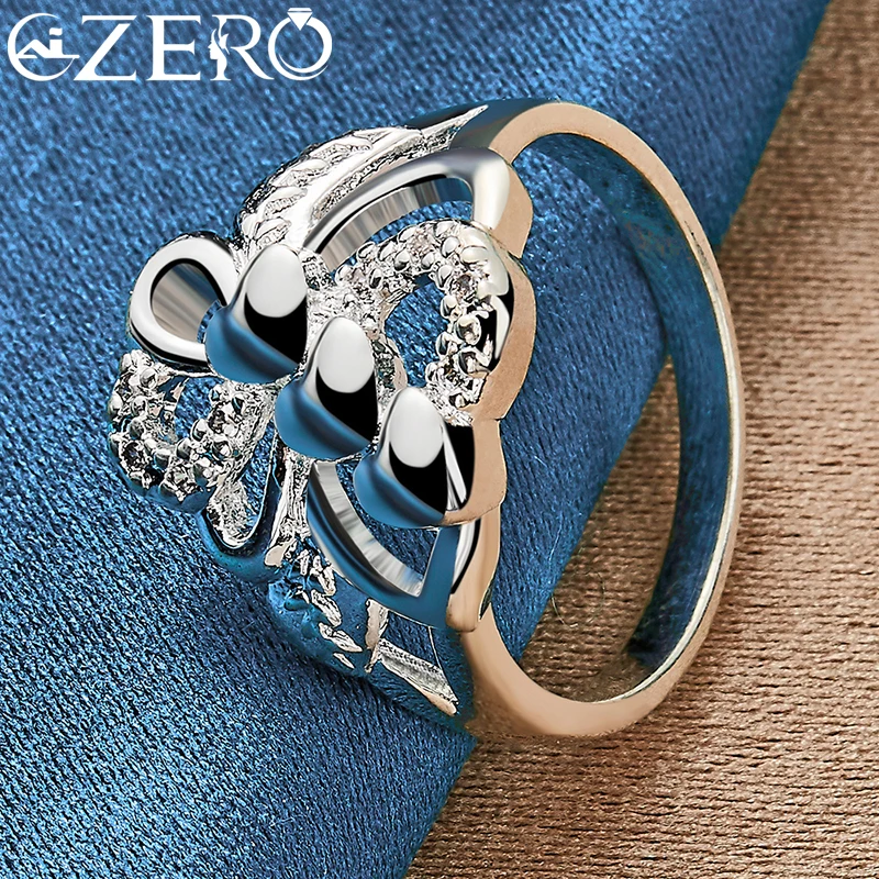 ALIZERO 925 Sterling Silver Three Heart Zircon Ring For Women Wedding Ring Engagement Band Party Fashion Jewelry Gift