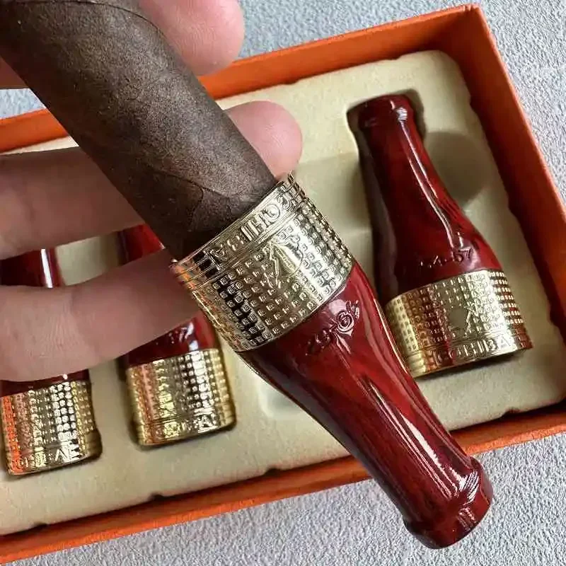 

4pcs/set Luxury Cigar Holder Pipe Set Cigar Pipe Holder Tube Cigar Mouthpiece Pipe With Gift Box 118