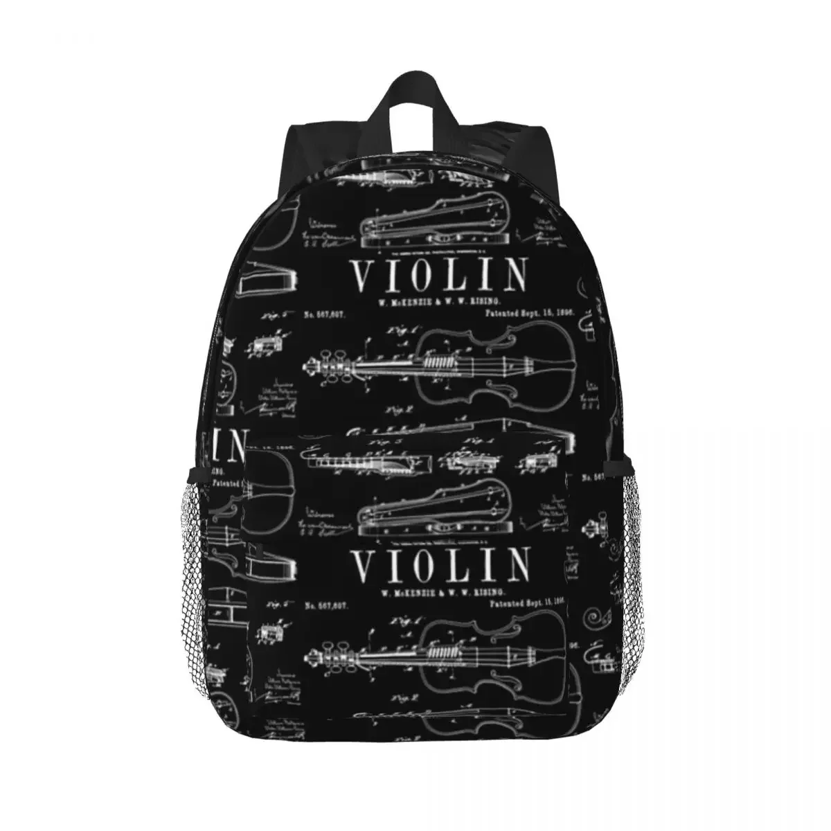 Violin Old Vintage Patent Drawing Print Backpacks Boys Girls Bookbag Cartoon Children School Bags Laptop Rucksack Shoulder Bag