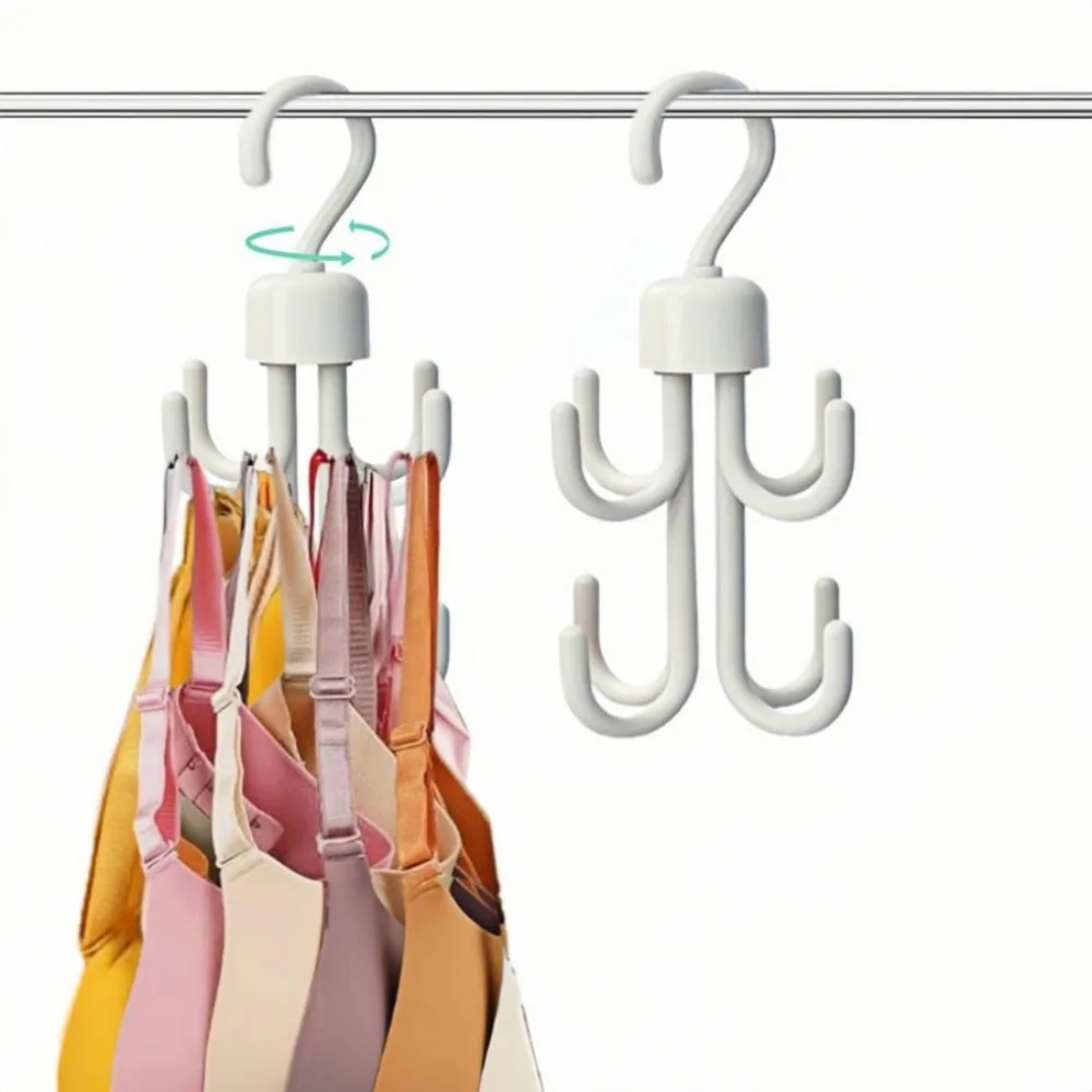 1/2Pcs Heavy-Duty 360° Rotating 4 Claw Hooks Versatile Hanging Storage Rack | Space-Saving, Sturdy Deform-Resistant, for Wall Coat Hat Scarf Towel Purse Bathroom Door Ties