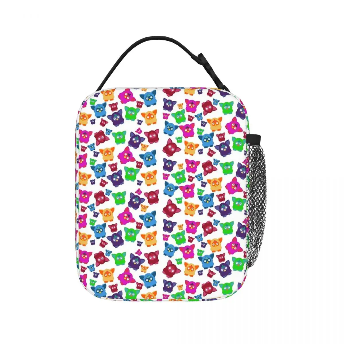 Furby 2000's Decades Design Pattern Lunch Bags Insulated Lunch Tote Portable Thermal Bag Picnic Bags for Woman Work Children