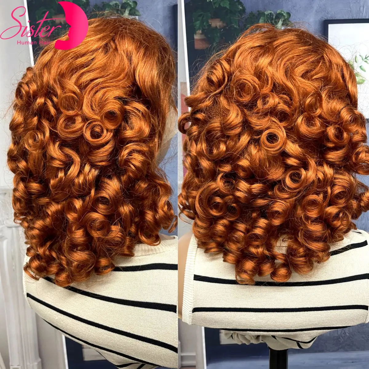 12A Double Drawn 350# Ginger Orange Spring Bouncy Curly Human Hair Wigs 13x4 Lace Frontal Curly Hair Wigs 250% Density for Women