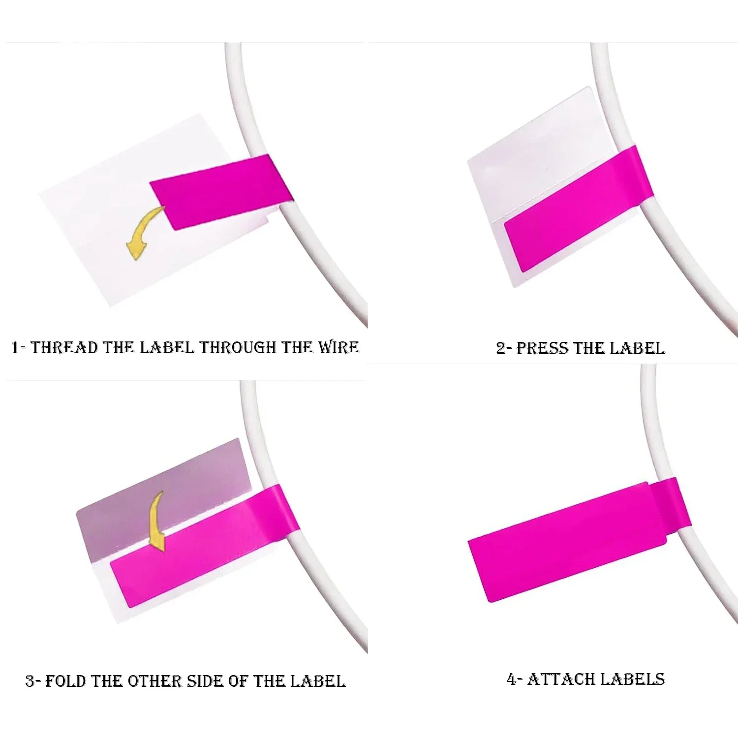 150-1080Pcs Colorful Self-Adhesive Wire Labels, Waterproof Cable Marking Tags Tear Resistant Stickers Fiber Cord Organizer