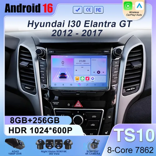 Unidad estéreo de coche Android Multimedia para Hyundai I30 Elantra GT 2012 - 2017 Radio reproductor de vídeo GPS inalámbrico Carplay Android Auto