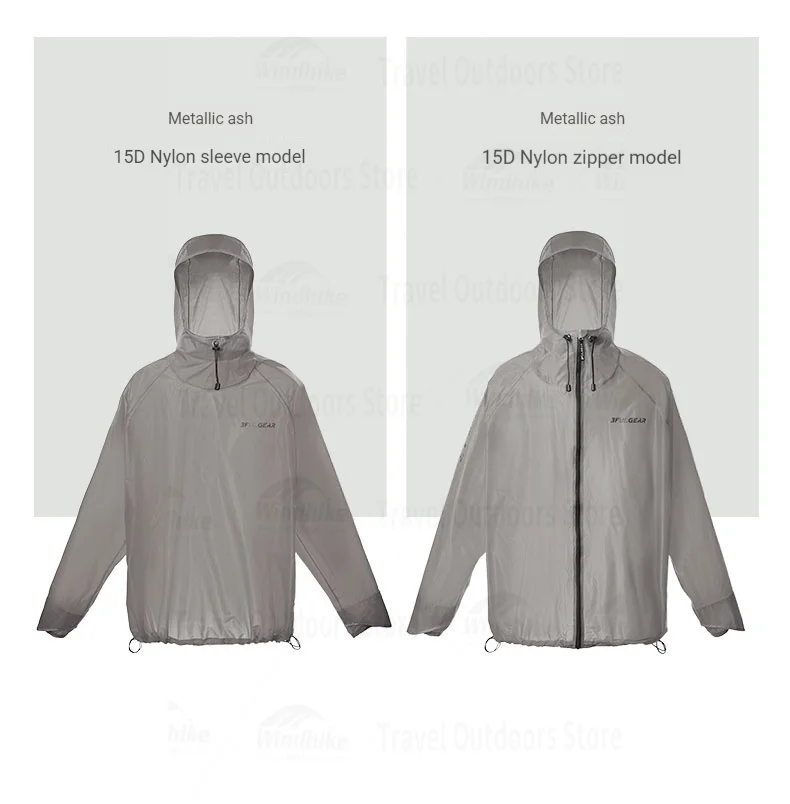 3F UL GEAR M/L Outdoor-Regenbekleidung, zweiteiliger Regenmantel und Regenhose aus Nylon zum Wandern, Radfahren, Offroad-Bergsteigen, regenfest – Detail 5