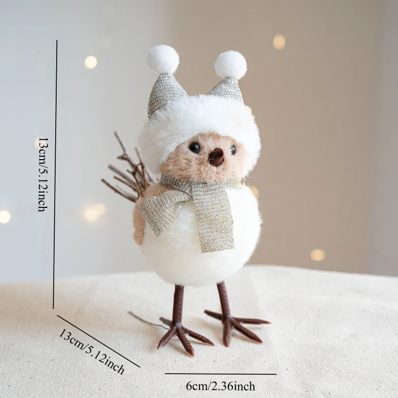 1PC Christmas decoration champagne hat bird Christmas tree decoration pendant simulation foam bird holiday atmosphere decoration