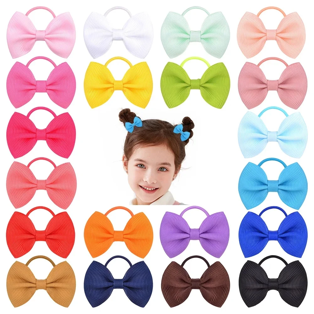 20/40Pcs/lot Baby Bows Ribbon Hairband for Girls Ties Elastic Hairbands Infants Pigtail Holders Hair Accessories Wholesale