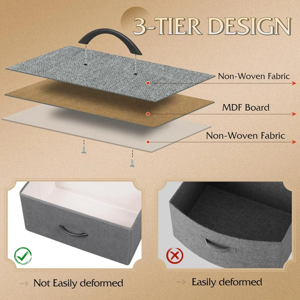 خزانة WLIVE باللون الرمادي لغرفة النوم مع 10 أدراج قماشية، وحدات تنظيم طويلة لغرفة المعيشة، الملابس، الخزانة، برج التخزين مع #6