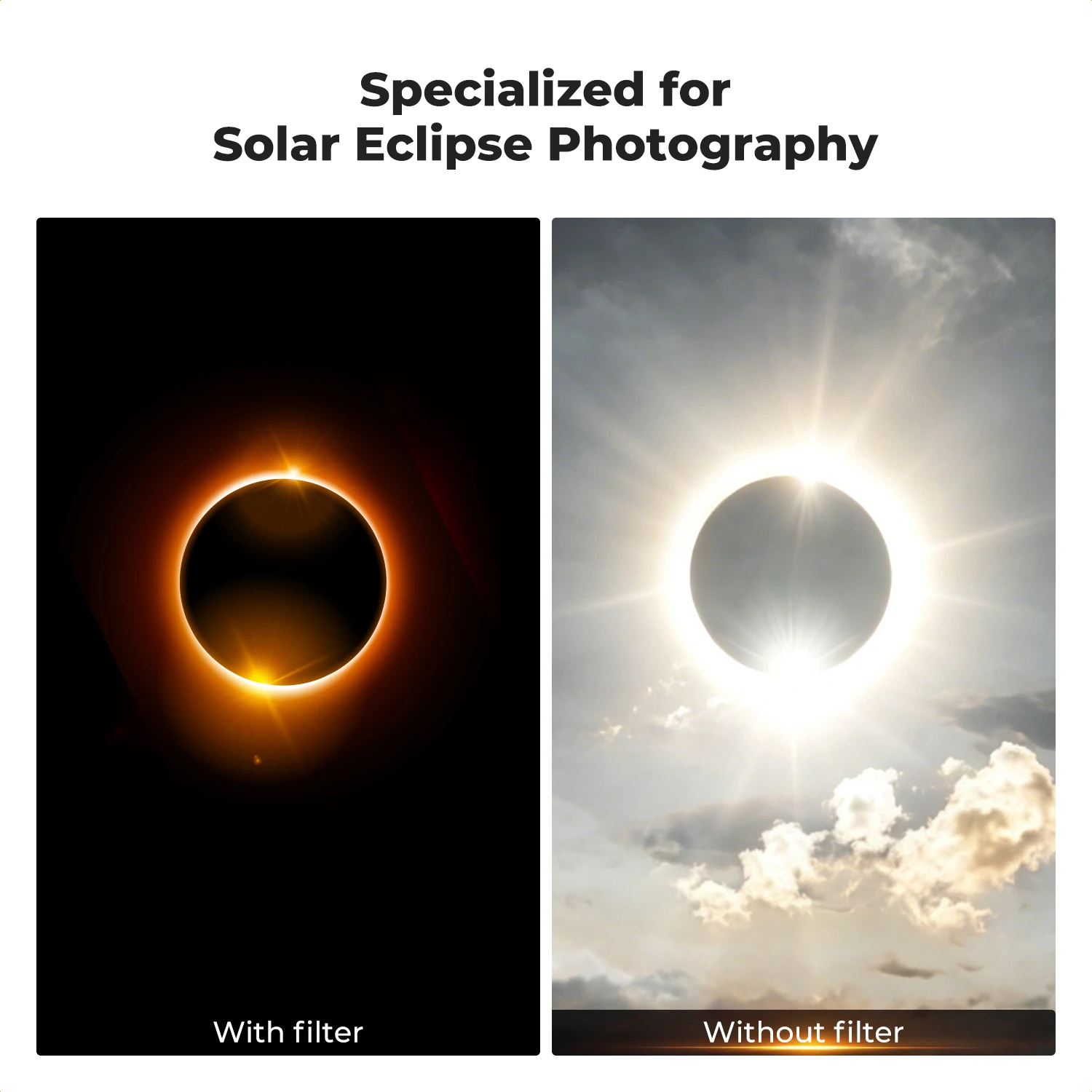 Picture 4: K&F CONCEPT ND100000 Solar Eclipse Smartphone Filter 58mm 67mm Universal Snap-on Mobile Clip Adapter for iPhone Xiaomi Samsung