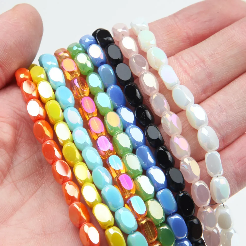 70PCS Chamfered Square Shiny Glass Beads Charms for Jewelry Making Bracelets Findings DIY  Beaded Necklace Handmade 5*8mm