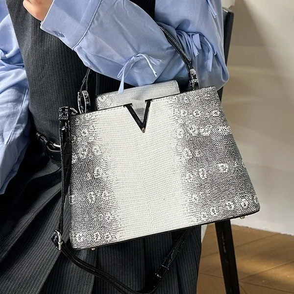 

‌2025 New Lizard Embossed Patchwork Tote Bag - Luxury Retro Shoulder/Crossbody Purse Women's Handbag, Autumn-Winter Fashion