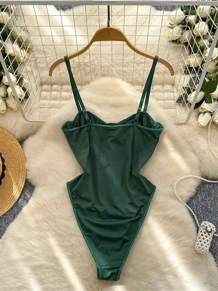 Corsés de tirantes retro franceses, monos con estampado de encaje y patchwork, monos sexys de verano para mujer, ajustados, para discoteca nocturna.