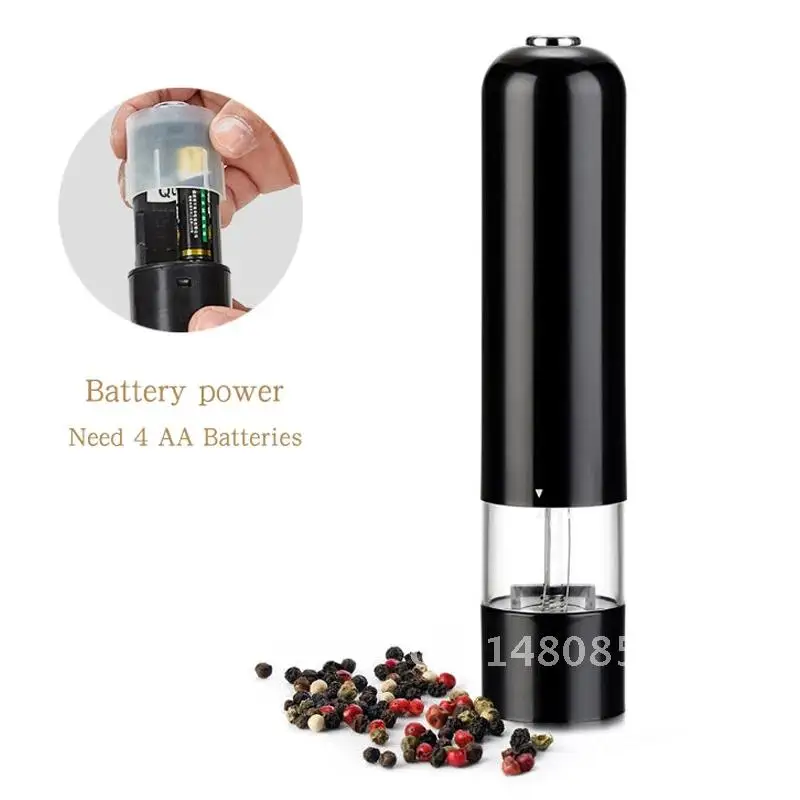 Leeseph Battery Operated Pepper Grinders, One-Button Operation Electric Sea Salt Mills, Kitchen Tools Gadgets