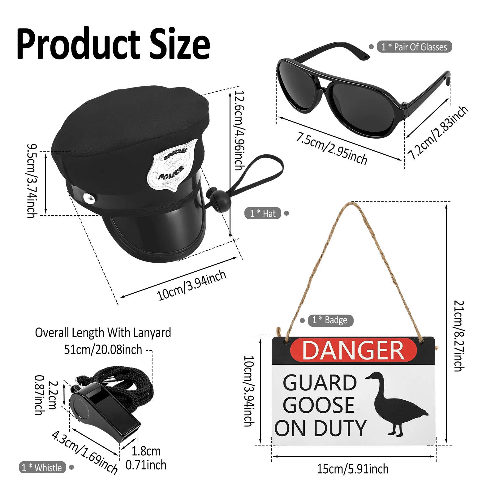 Police Porch Goose Outfit Polyester Fabric Goose Police Costume Weather Resistant Porch Goose Outfit for 23