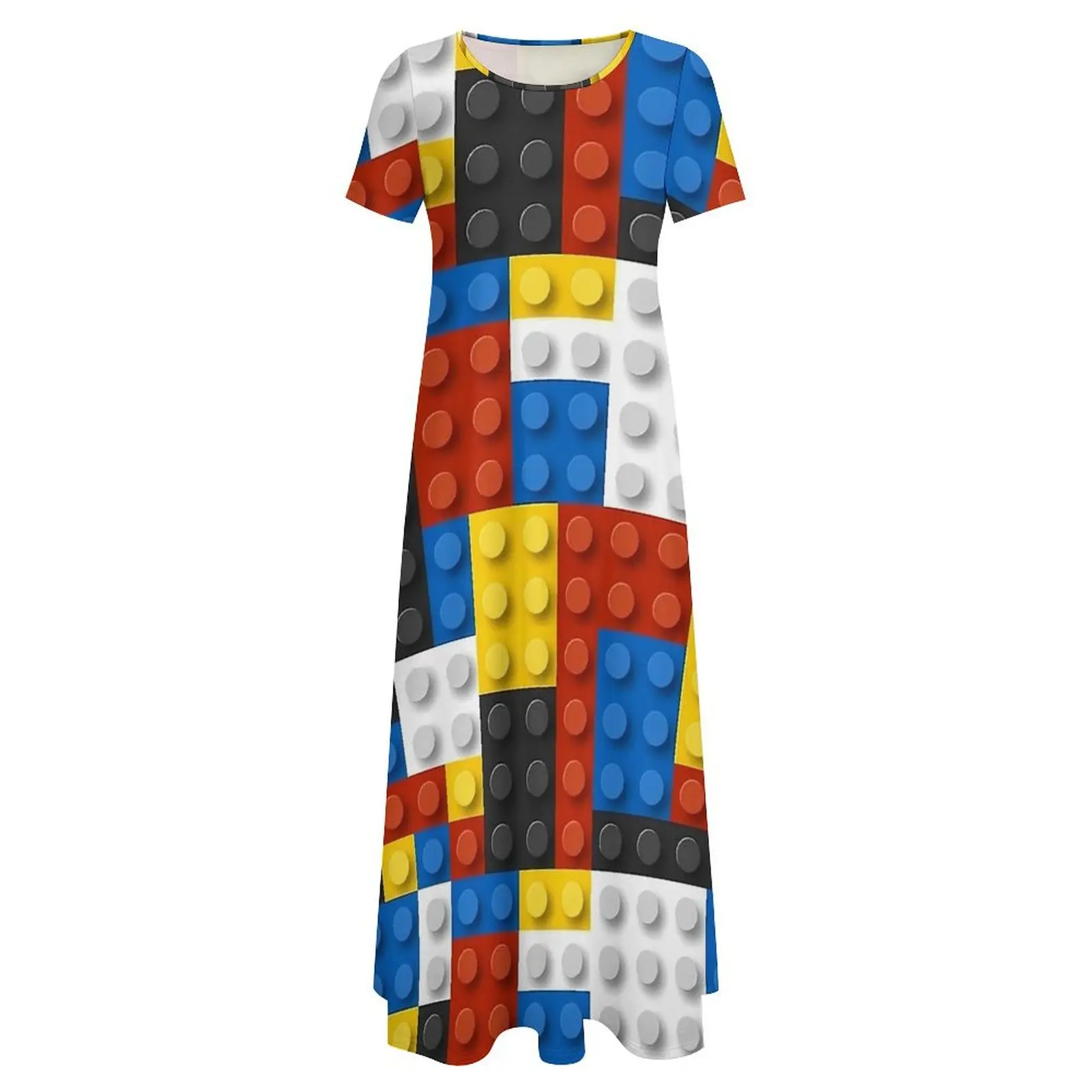 Mondrian Blocks Dress De Stijl Modern Art Street Wear Boho Beach Long Dresses Women Vintage Maxi Dress Birthday Present