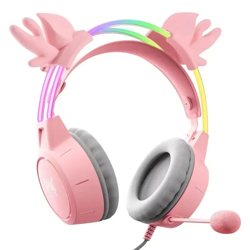 X15 Pro Rgb lindo juego auriculares niñas Rosa Led 3,5 Mm auricular con cable auriculares sobre la oreja I