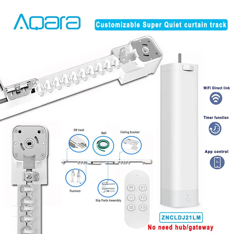 Aqara A1 Smart Curtain Motor WiFi Link  works with Mihome and yandex алиса, Super Quiet Curtain track,Customize Curtain rail