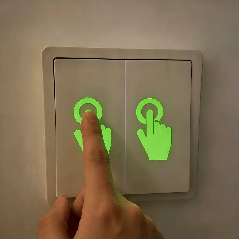 12-48pc Finger Glow-In-The-Dark Stickers Self-Adhesive Indicator Button Wall Decals Switch Step Position Car Safety Marking