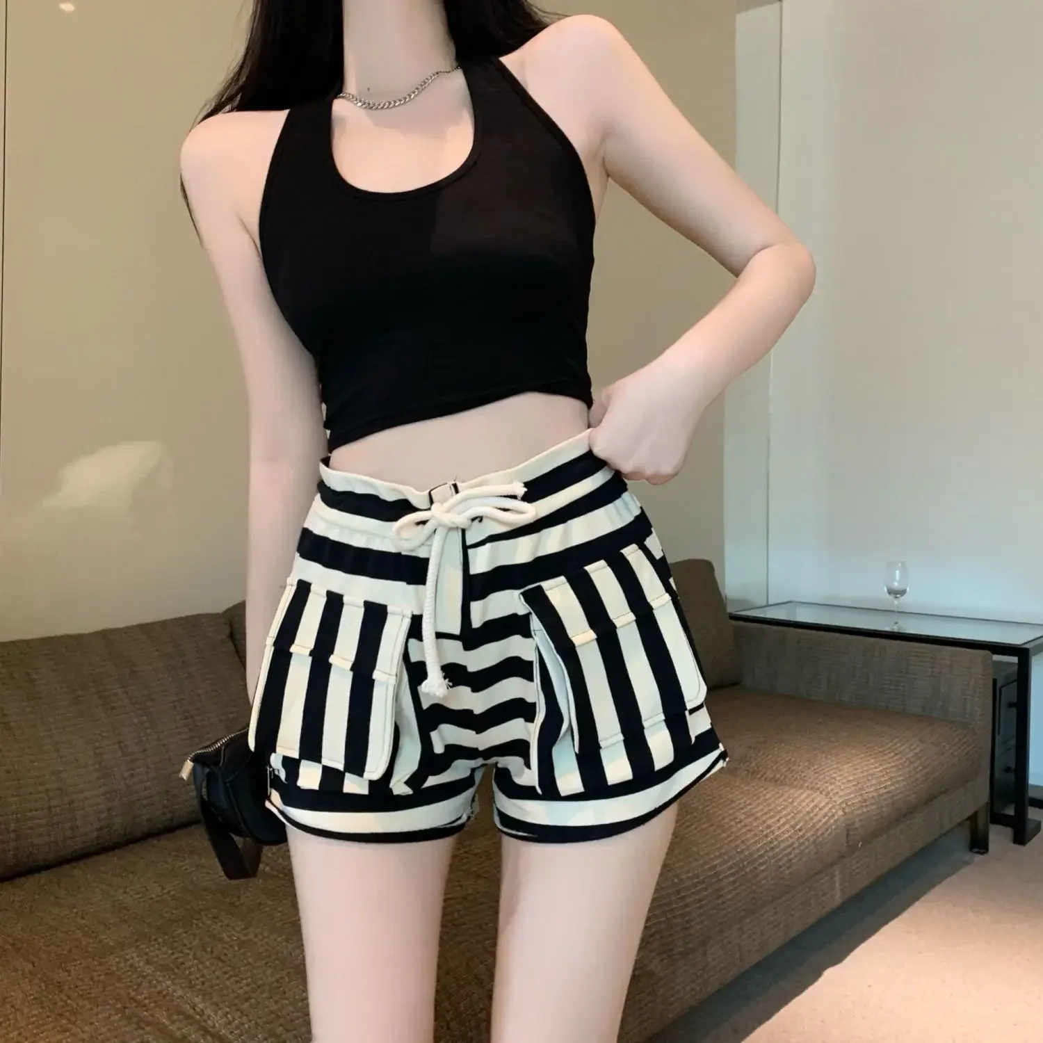 Shorts for Women Loose Baggy Summer Elastic Waist Short Pants Woman Stretchy Harajuku Fashion New In Wholesale Korean Style Kpop