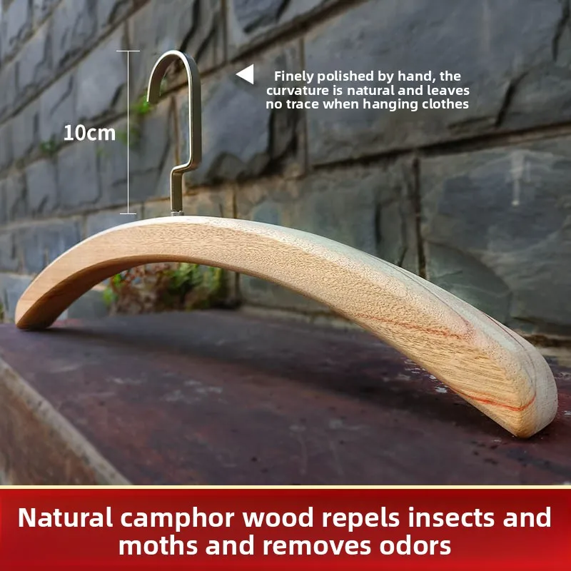 Natural Camphor Wood Hanger for Closet Use Solid Timber Suit Holder with Non Slip Moth Proof Garment Rack Rustic Clothes Hanger