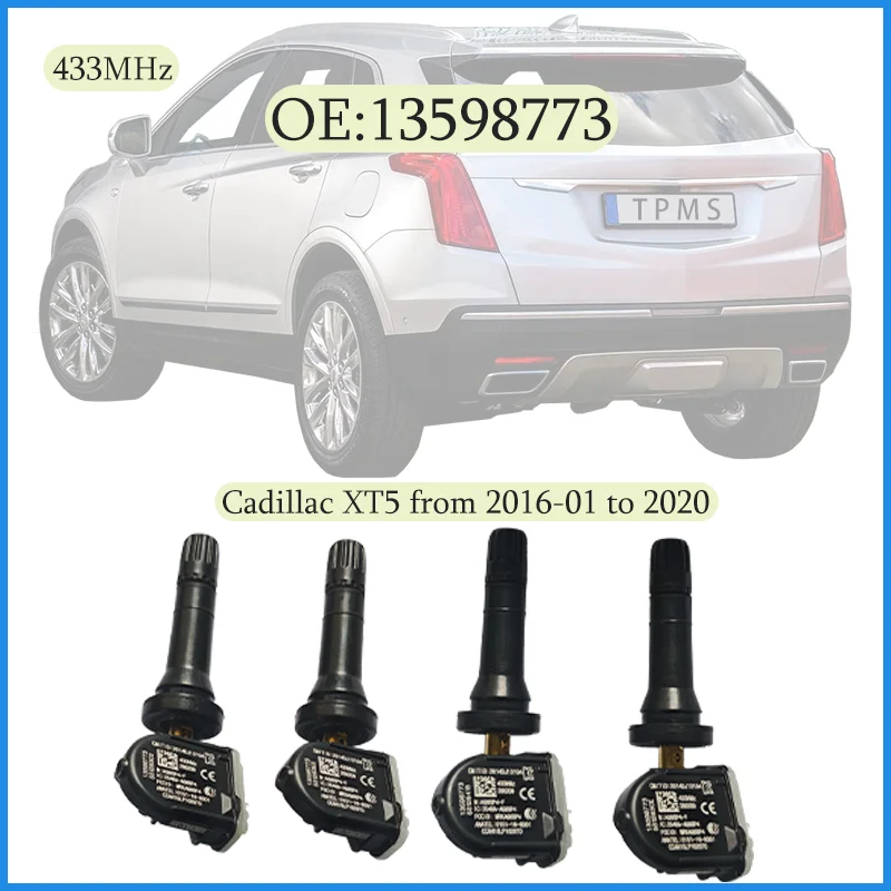 Sensor de neumáticos TPMS de 433MHZ, 1/4 piezas, 13598773 para Cadillac XT5 de 2016-01 a 2020, sistema de control de presión de neumáticos, 13516165, 13540602