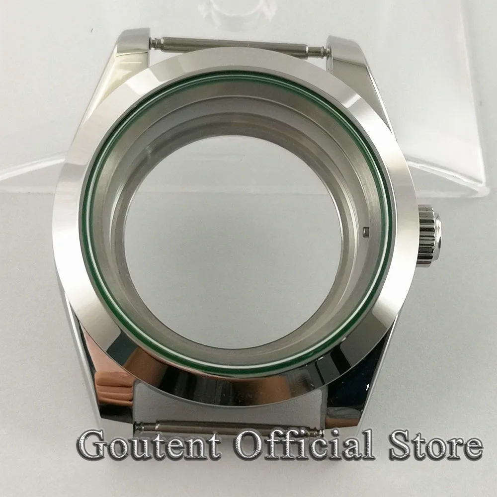 36mm/39mm Silver Sapphire Watch Case Green Glass Gasket For NH35 NH36,MIYOTA8215/821A,2813 3804,ETA 2836 2824 Movement