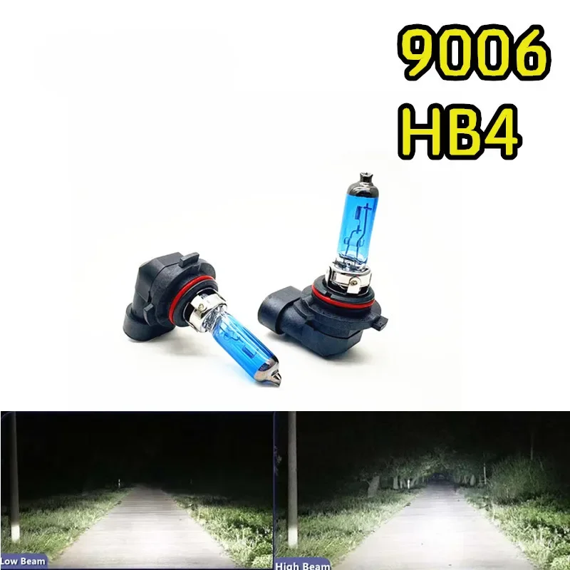 

2PC 9006 HB4 Car Head Light Bulb 6000K Super White Auto Halogen Bulbs Headlight Platinum plated head Low beam Bulbs