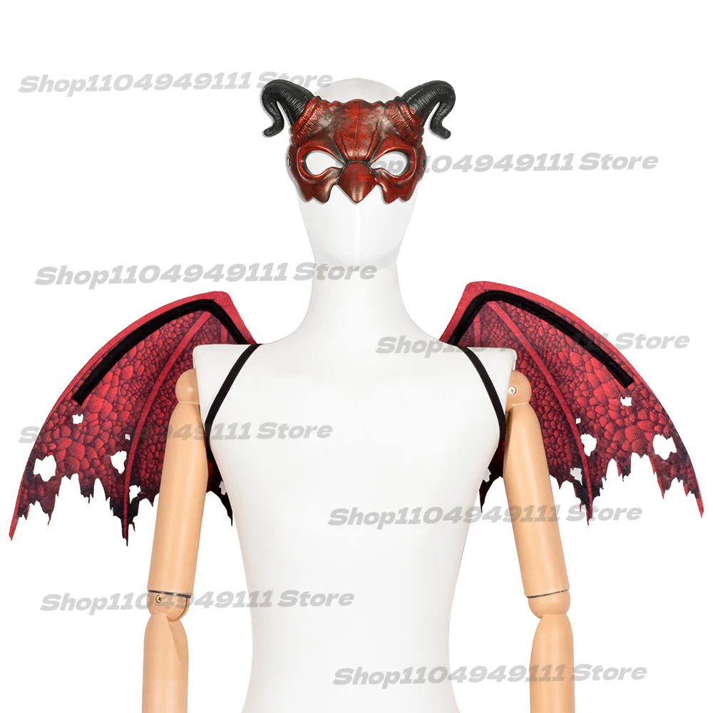 

Scorchingly New! Red Devil Wings & Mask Set – Halloween Non-Woven Polyester Cosplay Costume for Fiery Party Performances