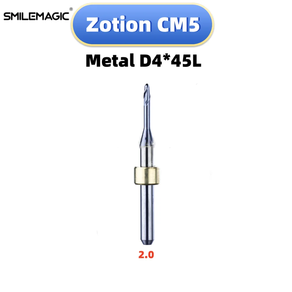 Zosi penggiling logam lapisan C5M, Gerinda logam lapisan NC untuk mesin penggilingan CAD CAM 0.6/1.0/2.5 batang D4 Total 45mm