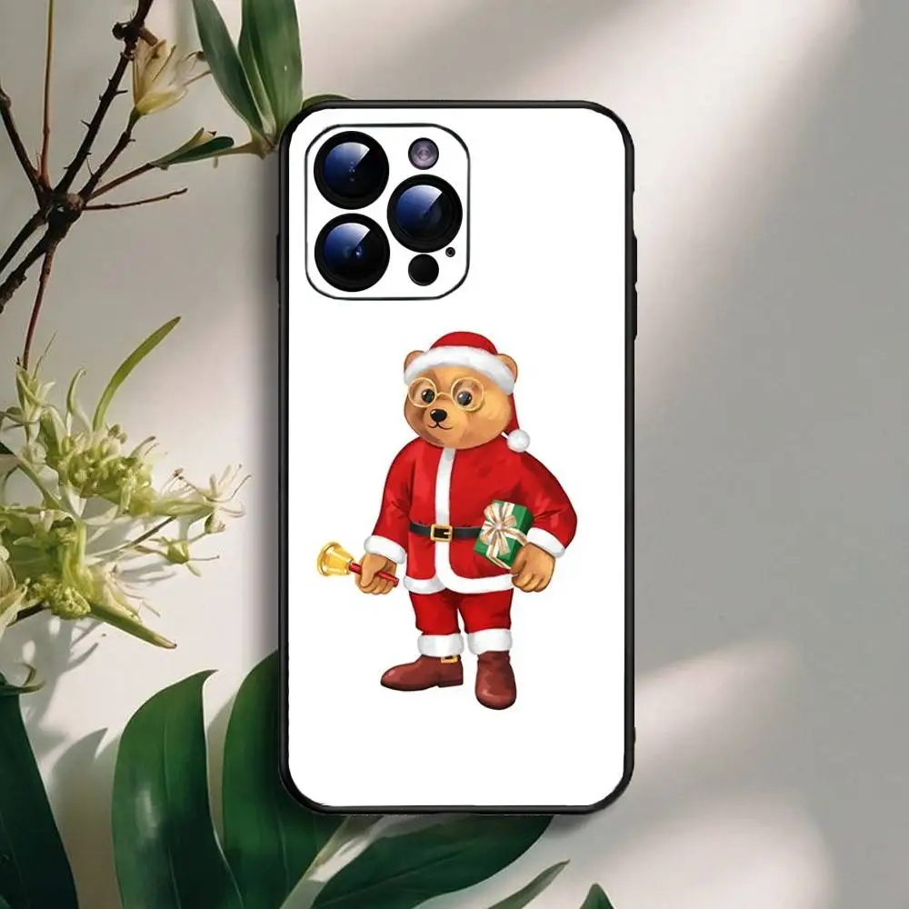 حافظة هاتف عصرية B-Baron F-Filou B-Bear لهاتف iPhone16,15,14,13,12,11 Plus,Pro Max,XS,X,XR,SE,Mini,8,Soft غطاء أسود من السيليكون