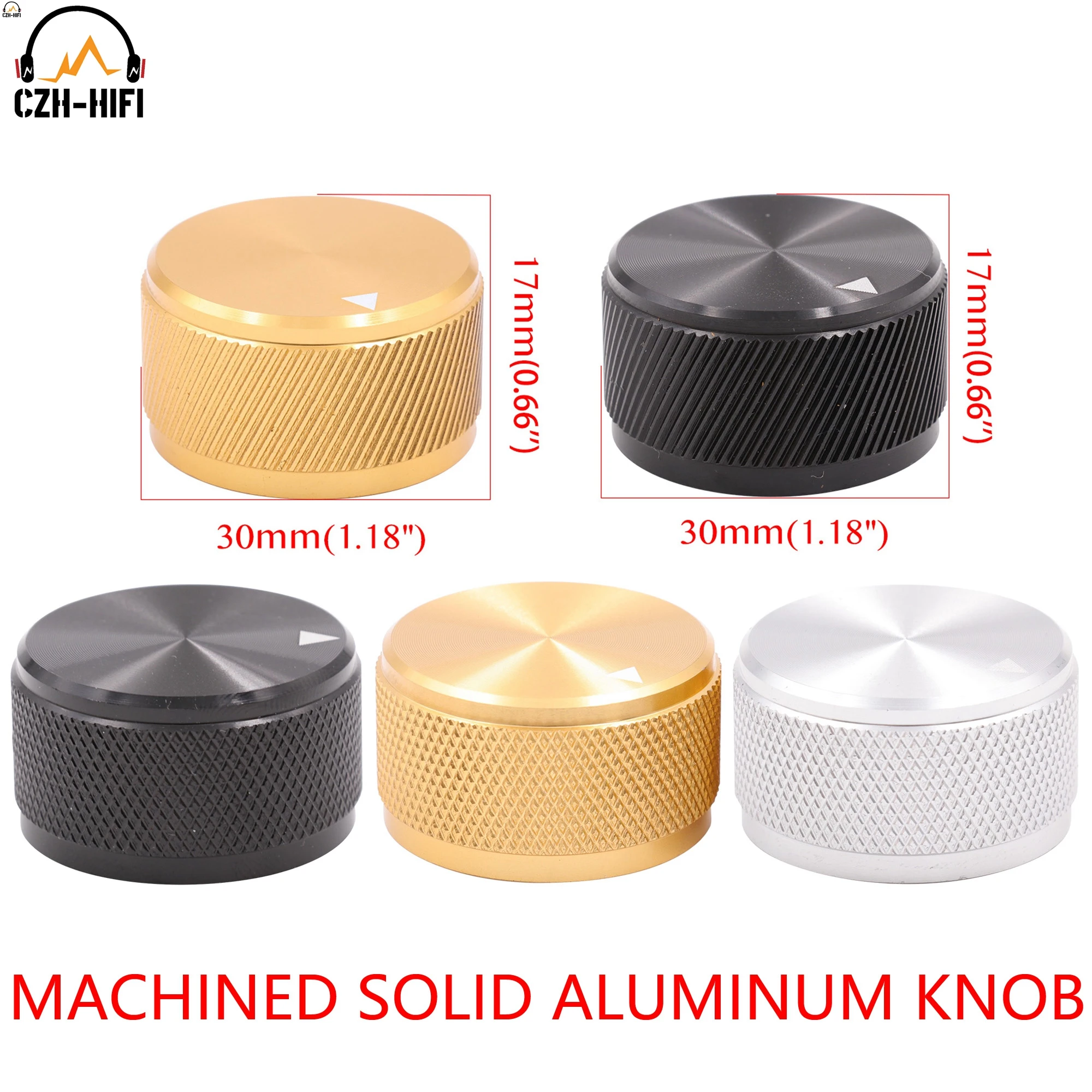 1pc 30x17mm CNC Machined Solid Aluminum Knob Button Cap Hat for Audio Amplifier Speaker Subwoofer Radio Potentiometer Volume