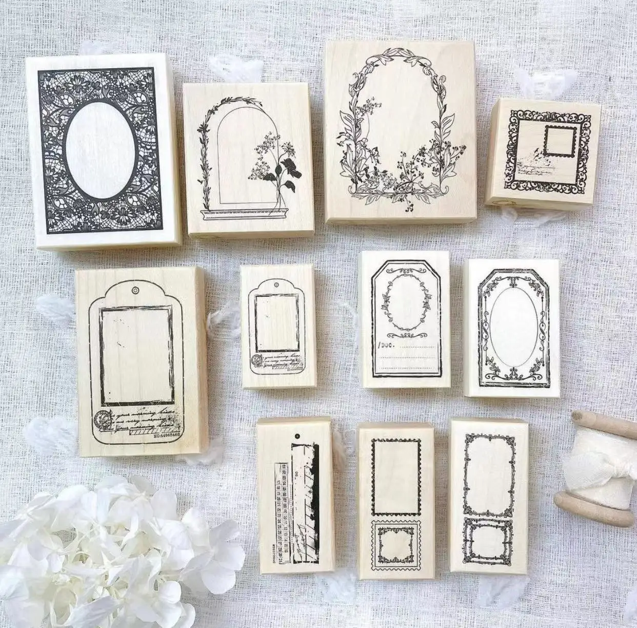 JP Secret of Heart Lace Frame Wooden Rubber Stamp for DIY Scrapbooking Photo Album Card Making