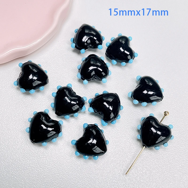 5pcs Heart Shape Lampwork Beads 15x17mm Handmade Round Dot Loose Murano Glass Bead For Jewelry Making DIY Bracelet Earring