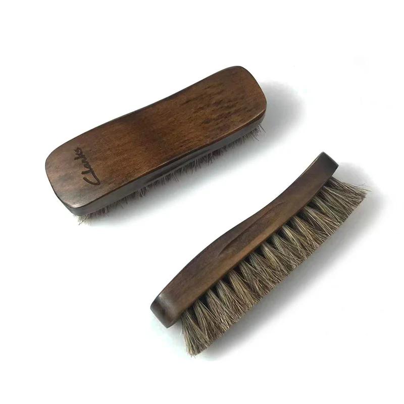 Clarks Qile Wooden Horse Hair Shoe Brush Care Shoe Polishing Leather Cleaning Tool Horse Hair Polishing Shoe Brush