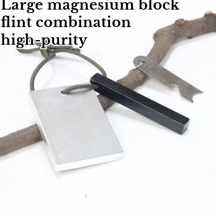 

Wilderness Survival Emergency Outdoor Large Magnesium Block Flint Combination High-purity Combustion Supporting Magnesium Block