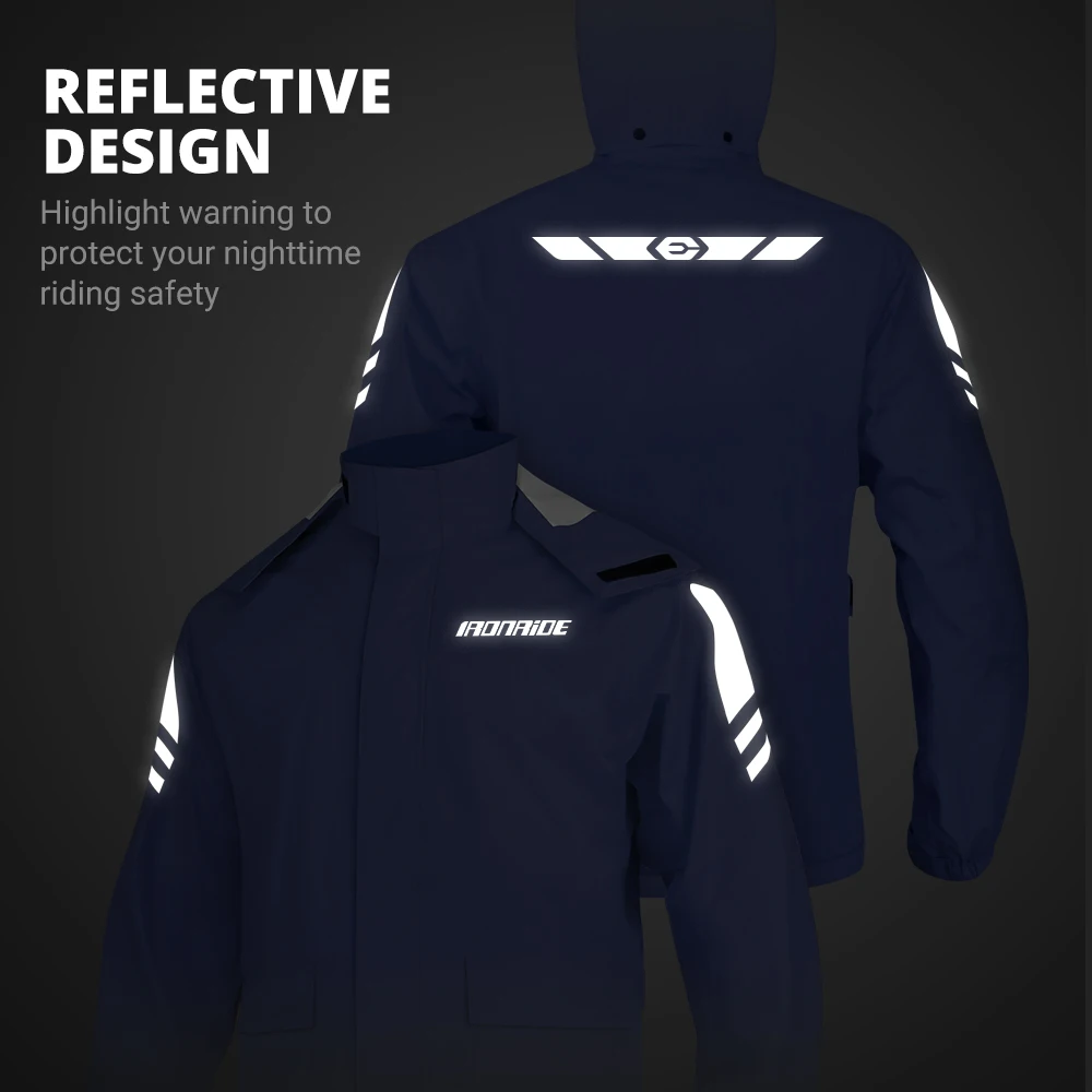 New Split Type Motorcycle Raincoat Suit Waterproof Men Motorcycle Jacket Night Reflective Motorbike Riding Raincoat For Men